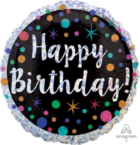 Happy Birthday Dots Holographic Foil Balloon